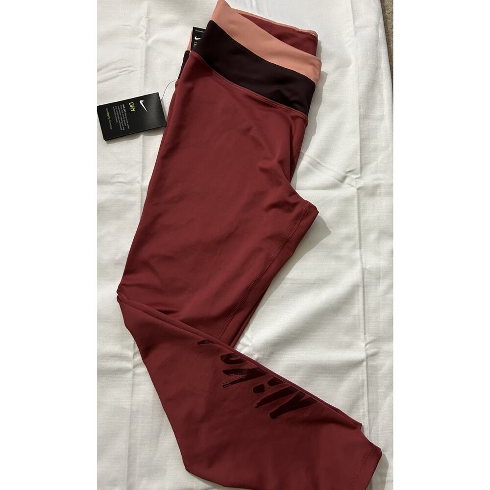 NWT-Womens Nike Pro-Dri Fit Maroon 7/8 Training Activewear Leggings Size XL